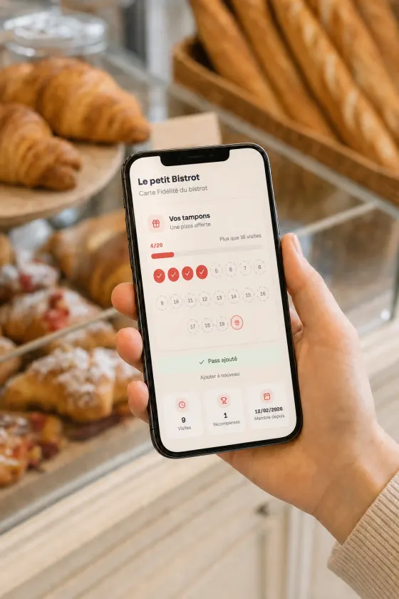 Carte de fidélité Loyeo d’une boulangerie dans Apple Wallet
